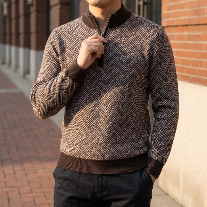 Biella Merino Sweater — Coffee, lifestyle worn detail