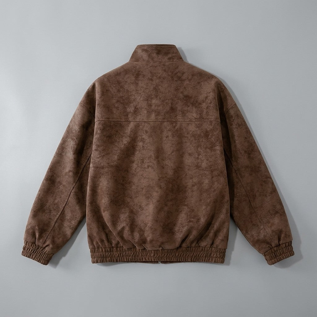 Orta Faux-Suede Jacket — Coffee, back flat lay