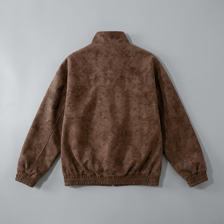 Orta Faux-Suede Jacket — Coffee, back flat lay