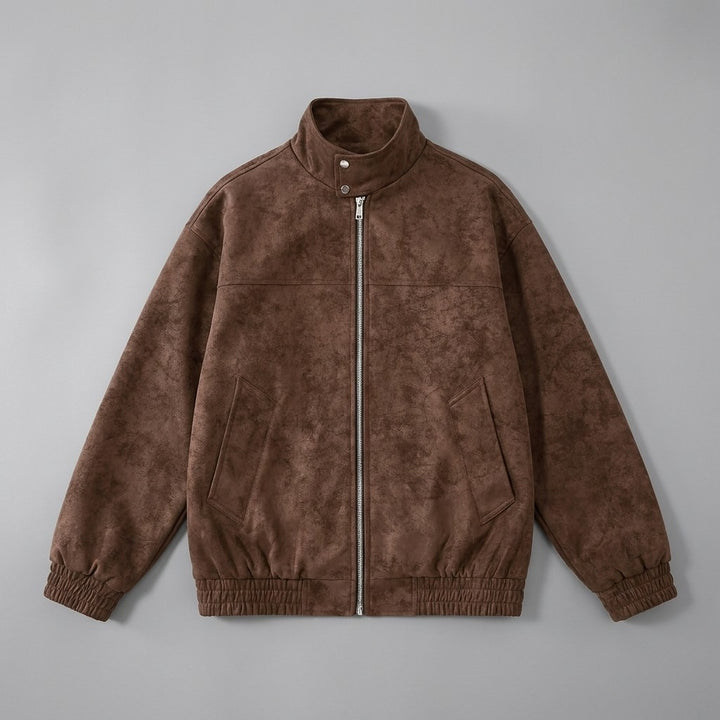Orta Faux-Suede Jacket — Coffee, front flat lay