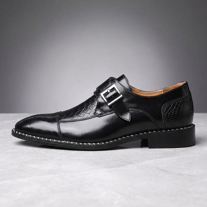Belgravia Monk Straps — Black, side profile studio view