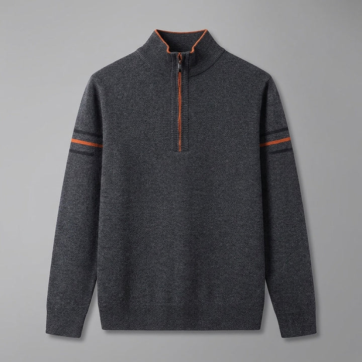 Anzio Colorblock Sweater — Dark Grey, flat lay front