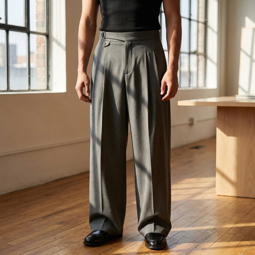 Mantua Pleated Trousers — Dark Grey, LIFESTYLE_HERO