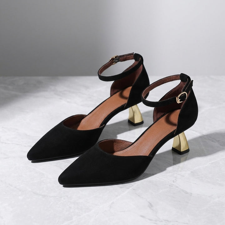 Sarzana Ankle-Strap Pumps — Black, the pair, three-quarter studio view