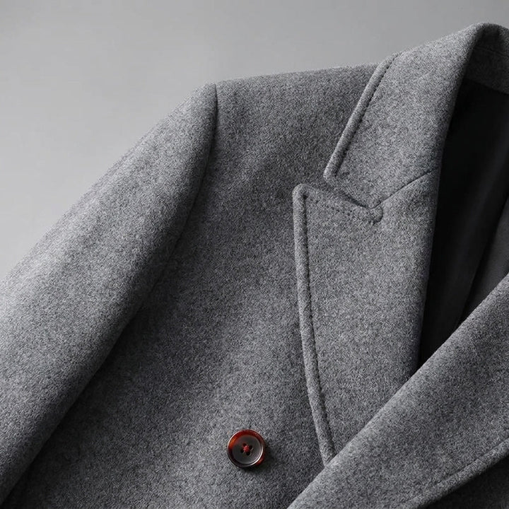 Fermo Wool-Blend Overcoat — Gray, studio construction detail