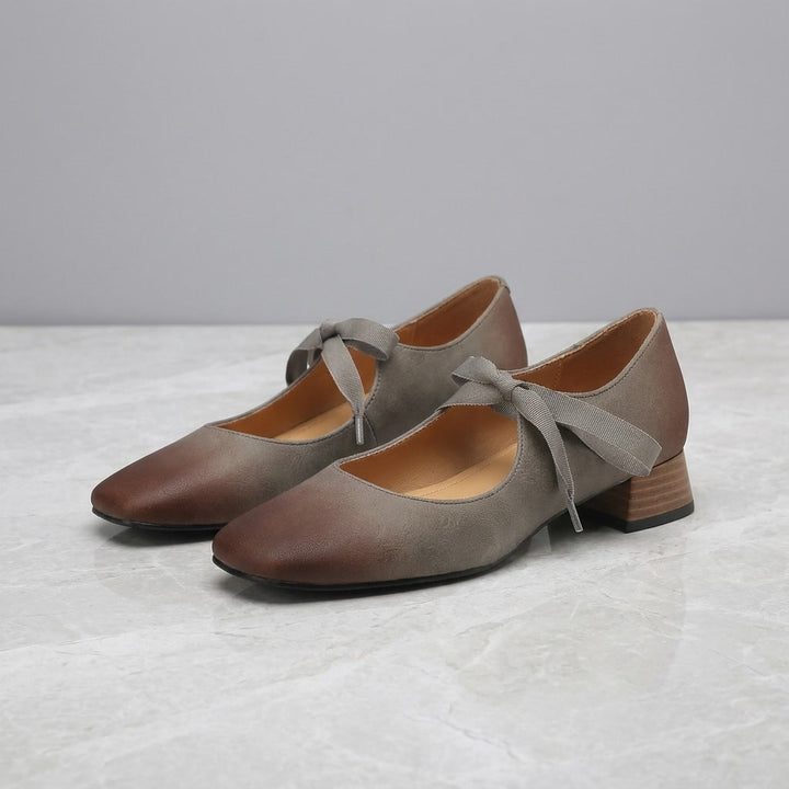 Nemi Square Mary Janes — Gray, pair on marble