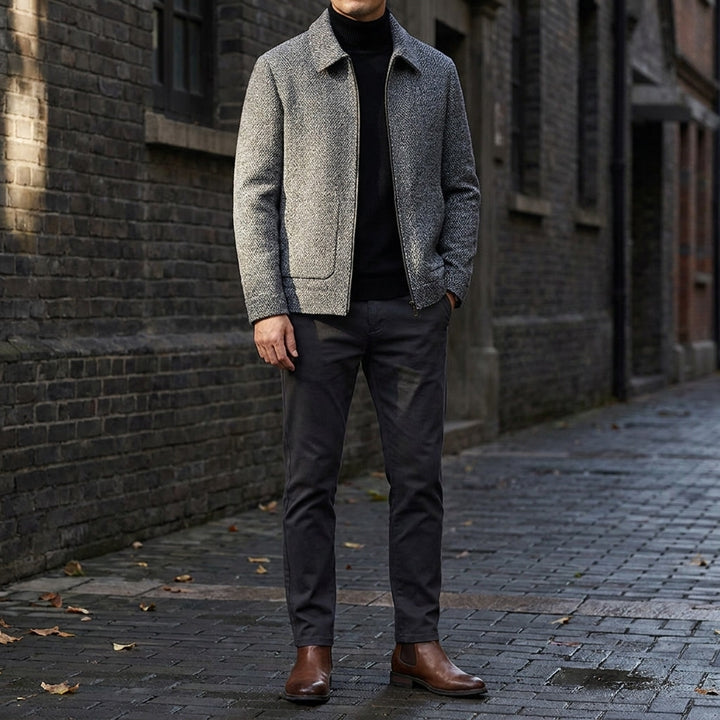 Bolzano Wool-Blend Jacket — Gray, lifestyle close crop