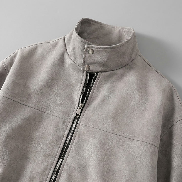 Orta Faux-Suede Jacket — Gray, studio detail