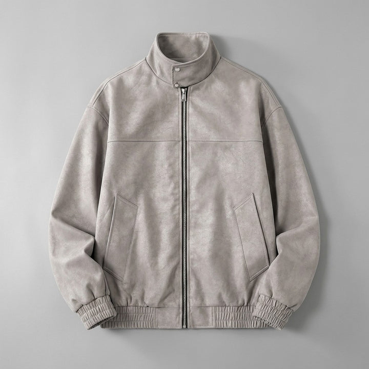 Orta Faux-Suede Jacket — Gray, front flat lay