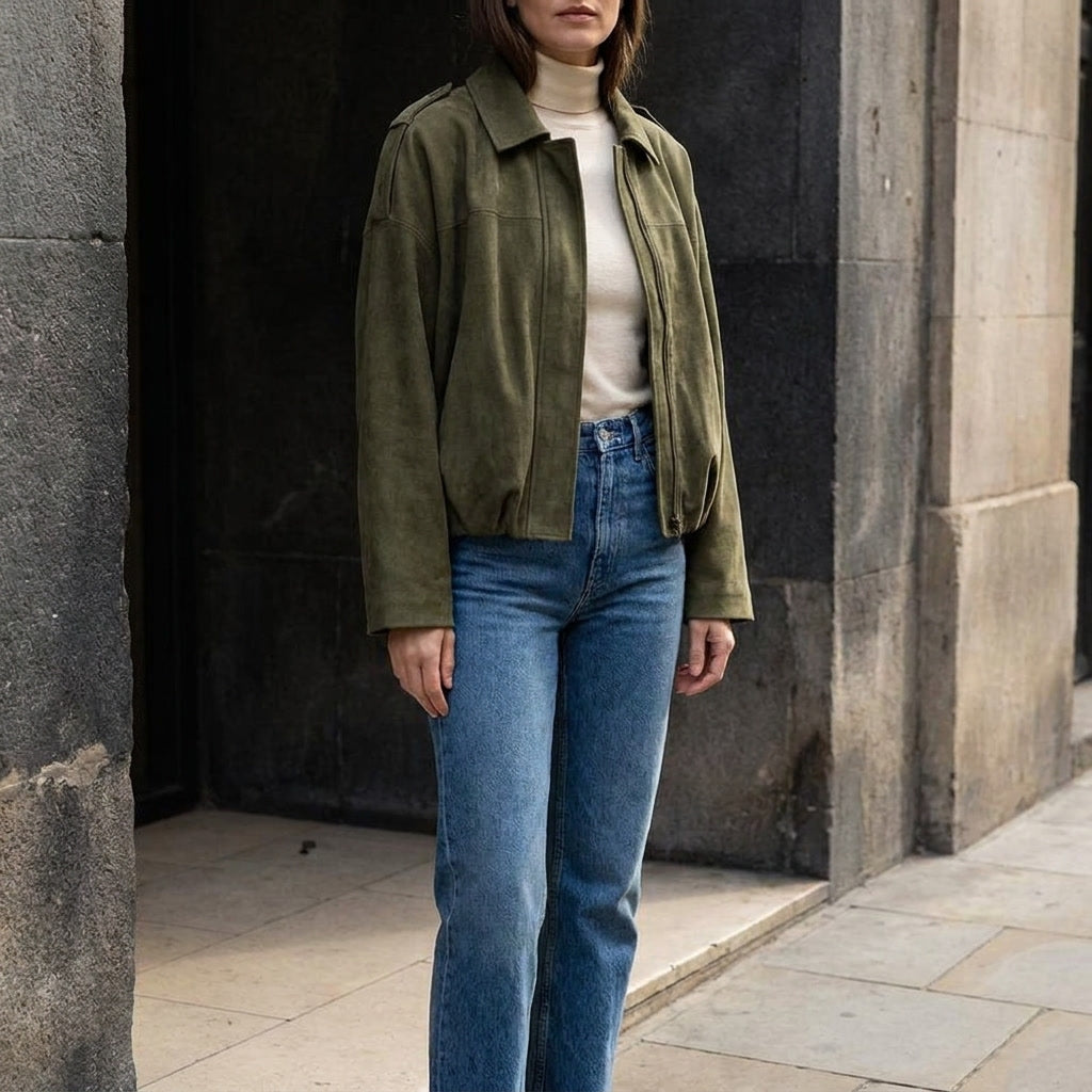 Ancona Suede Jacket — Green, lifestyle hero