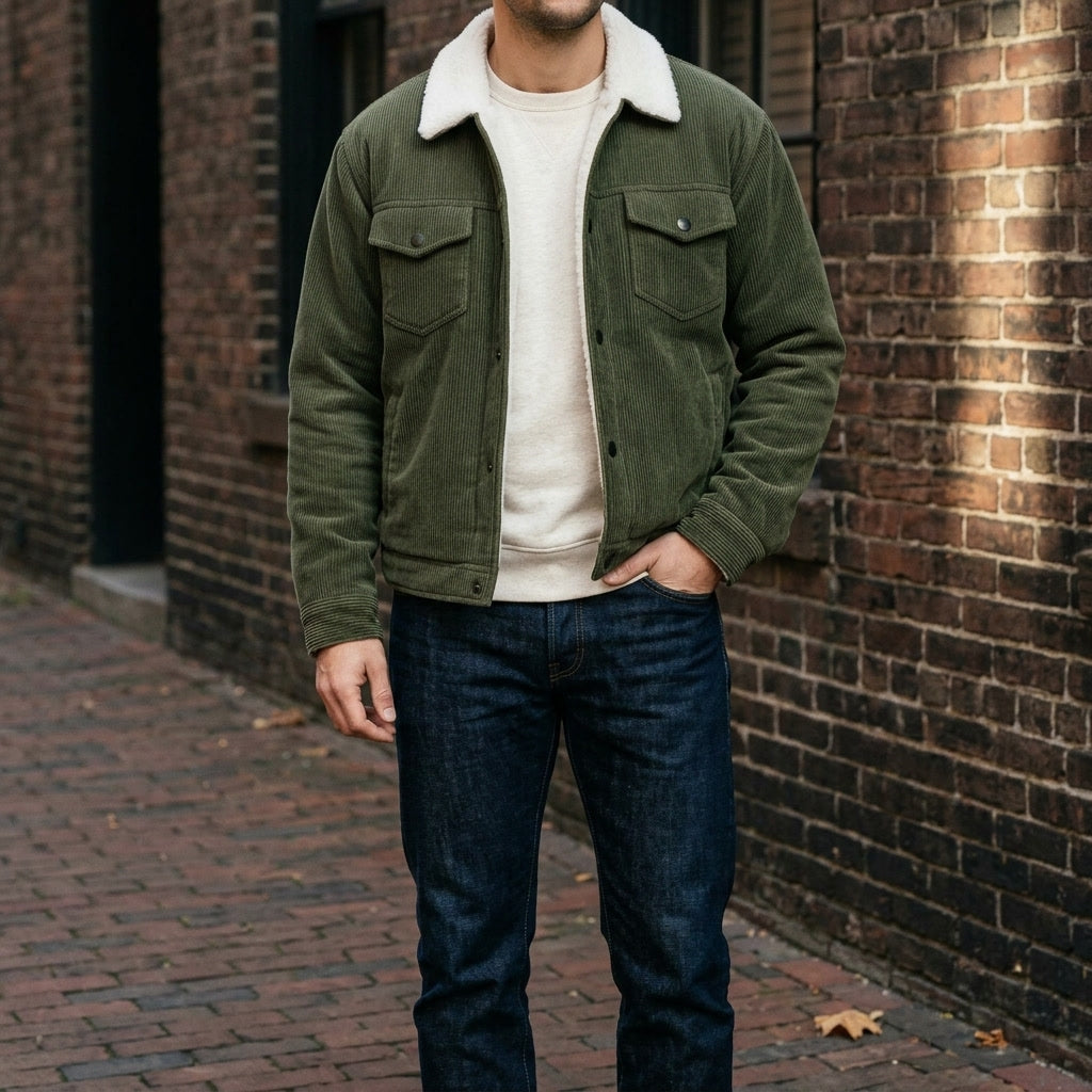 Rockwell Corduroy Jacket — Green, lifestyle full outfit