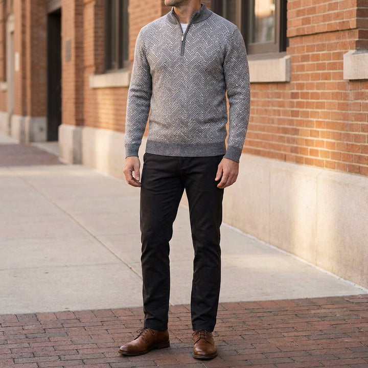 Biella Merino Sweater — Grey, lifestyle full outfit