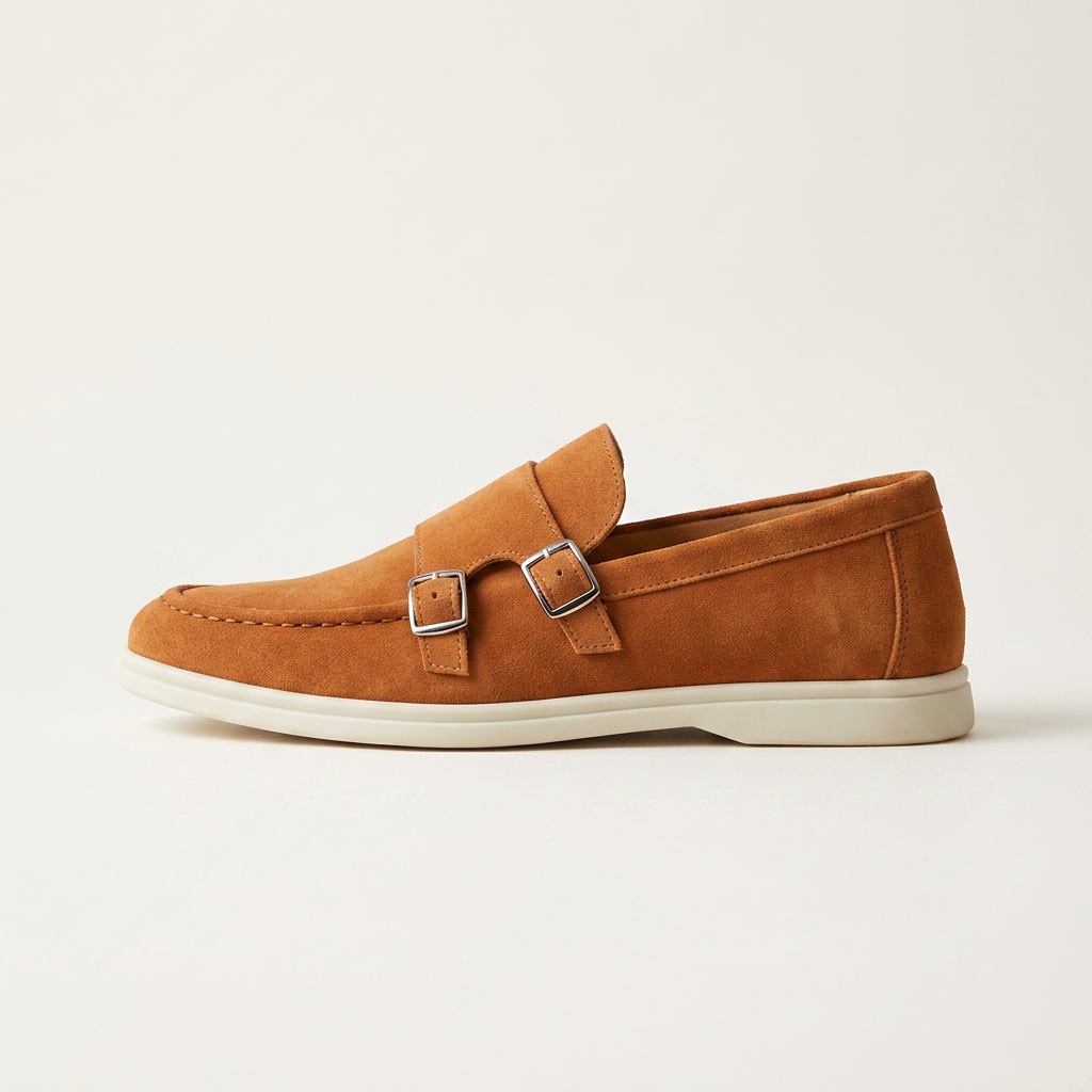 Ravello Suede Double-Buckle Loafers