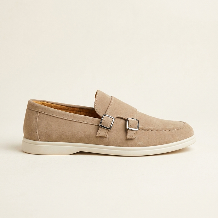 Ravello Suede Double-Buckle Loafers