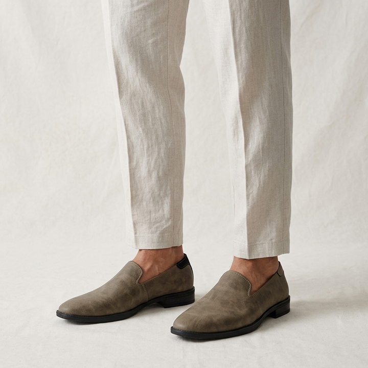 Trani Pointed Loafers — Khaki