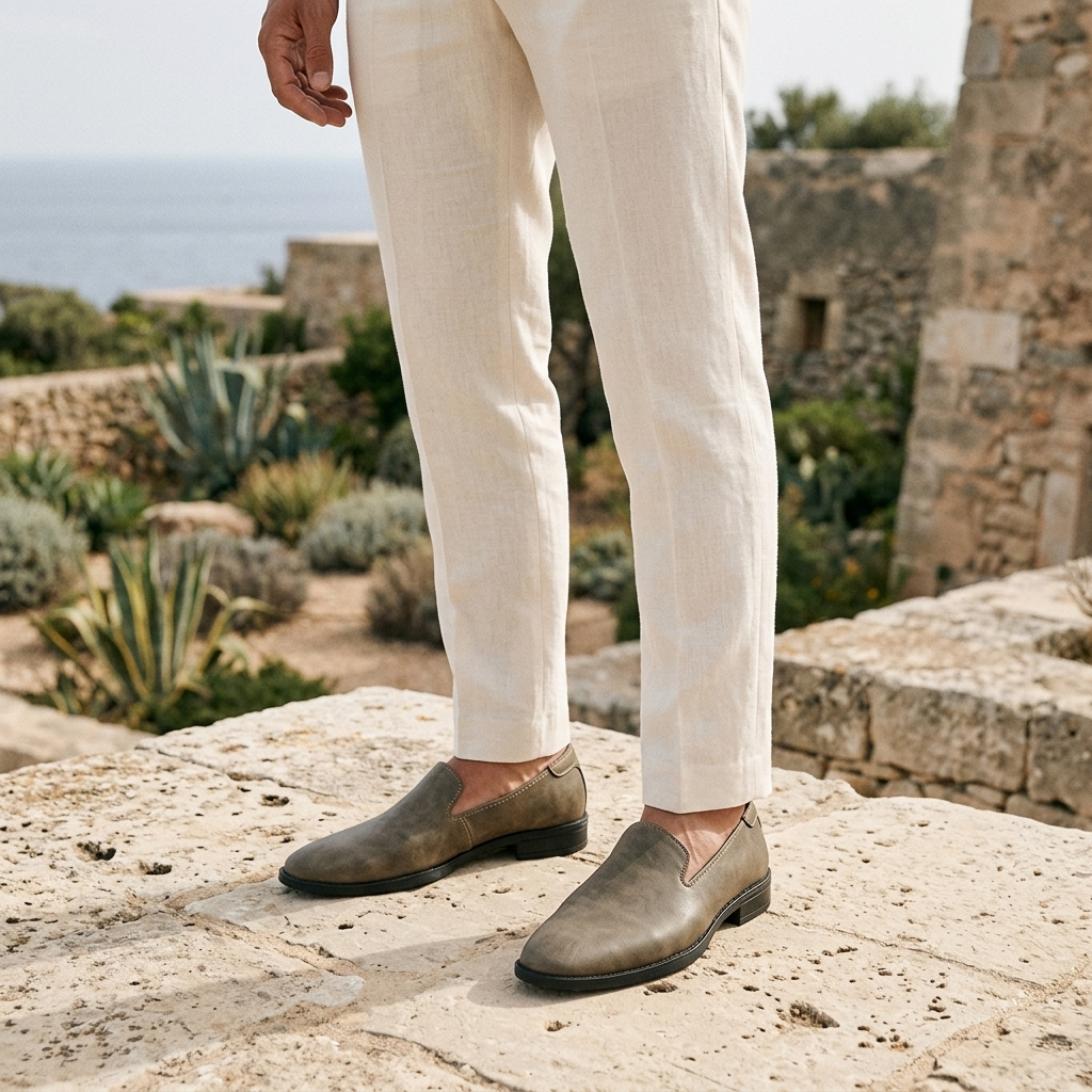 Trani Pointed Loafers — Khaki