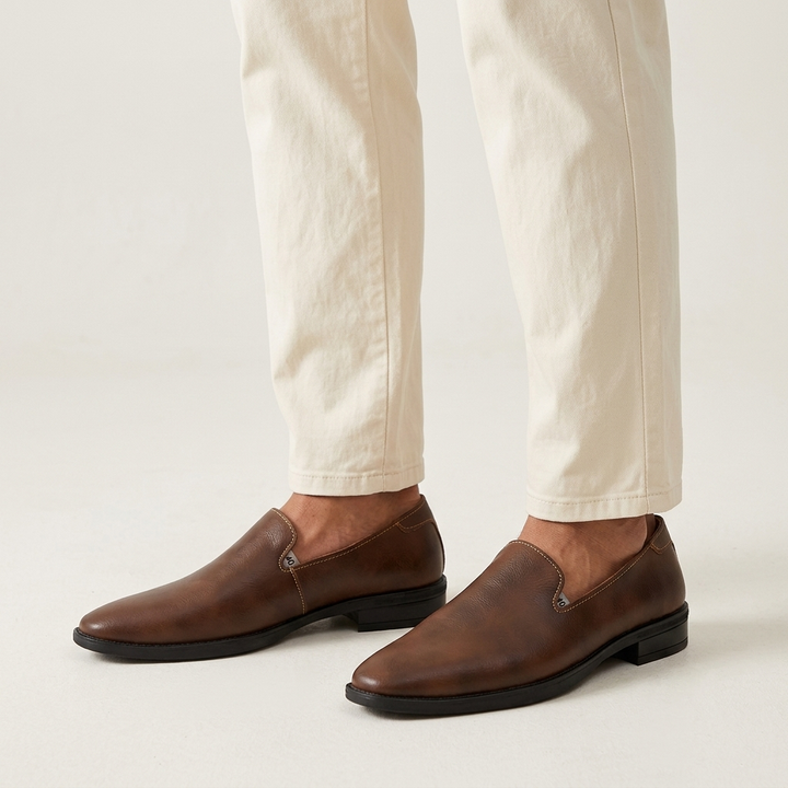 Trani Pointed Loafers — Brown