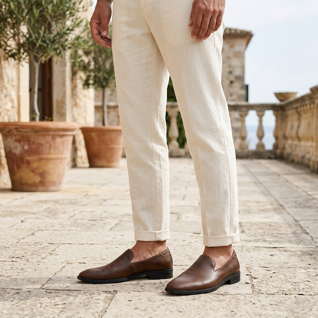 Trani Pointed Loafers — Brown