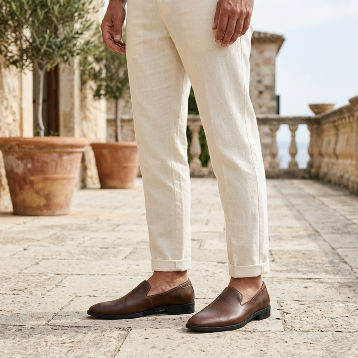 Trani Pointed Loafers — Brown