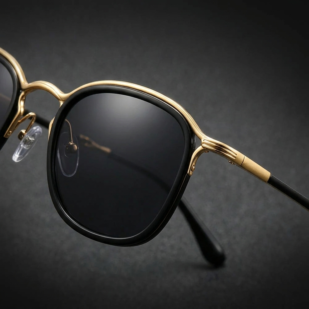 Sperlonga Metal Sunglasses — Black Gold, frame detail