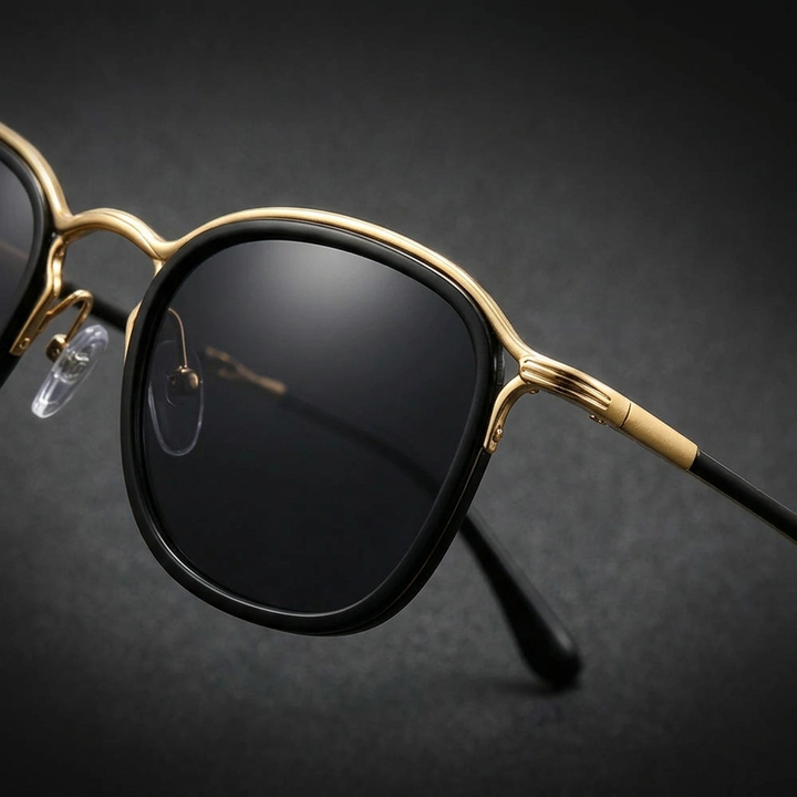 Sperlonga Metal Sunglasses — Black Gold, frame detail