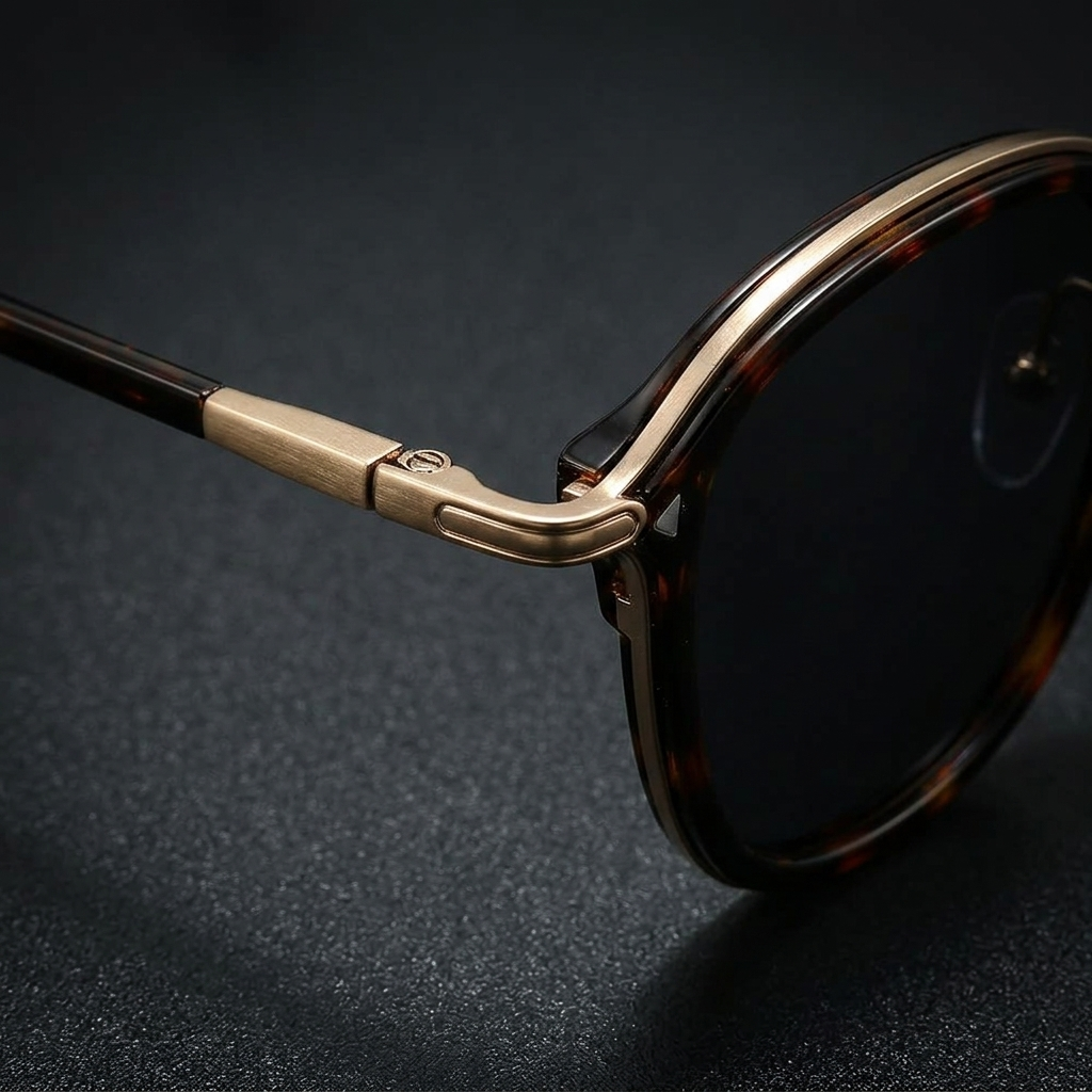 Sperlonga Metal Sunglasses — Copper Tortoise, frame detail