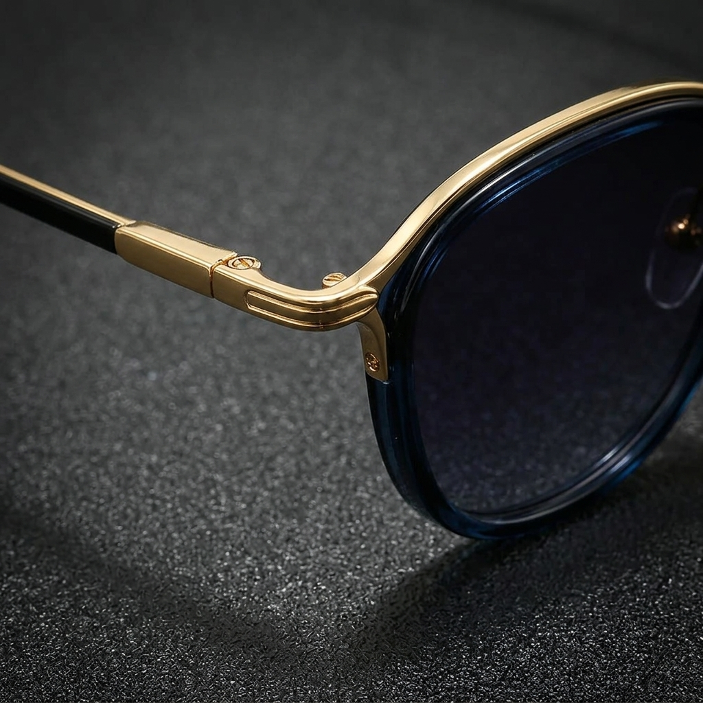 Sperlonga Metal Sunglasses — Blue Leopard, frame detail