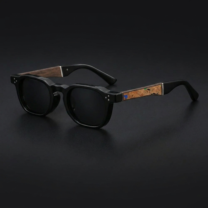 Pizzo Cork Sunglasses — Black, three-quarter studio view