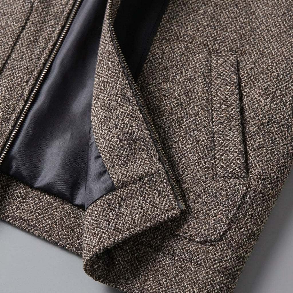 Bolzano Wool-Blend Jacket — Khaki, studio construction detail