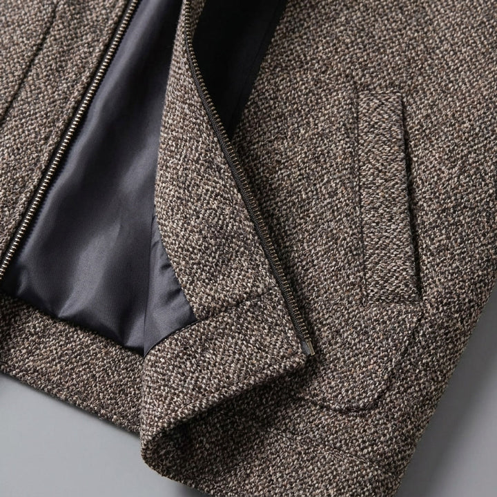 Bolzano Wool-Blend Jacket — Khaki, studio construction detail