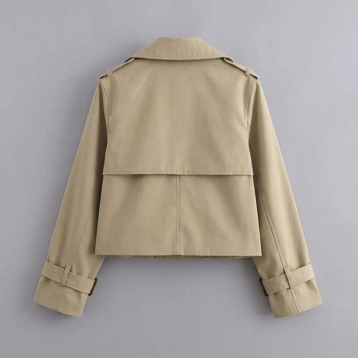 Spezia Cropped Trench — Khaki, flat lay back