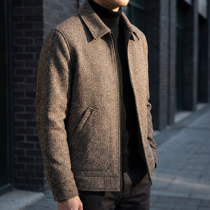 Bolzano Wool-Blend Jacket — Khaki, lifestyle worn detail