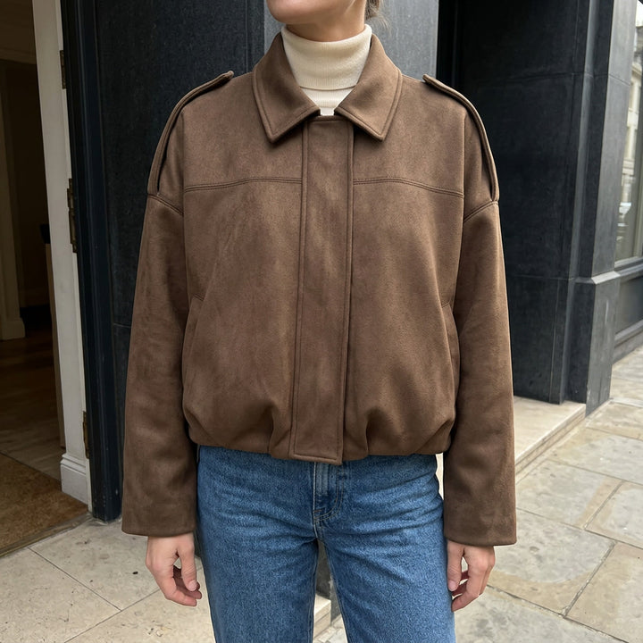 Ancona Suede Jacket — Khaki, lifestyle hero