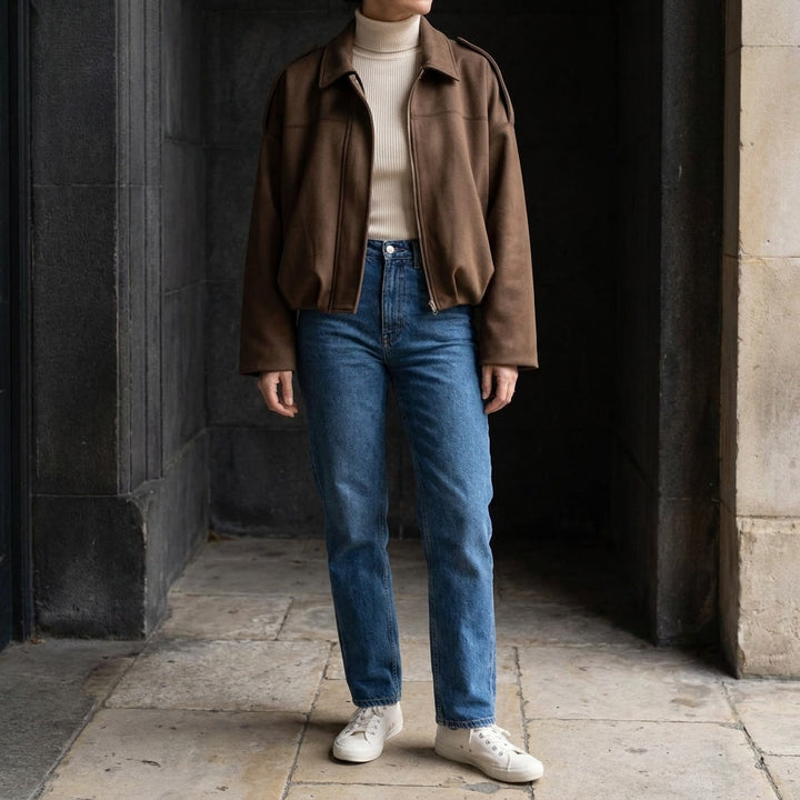 Ancona Suede Jacket — Khaki, lifestyle outfit