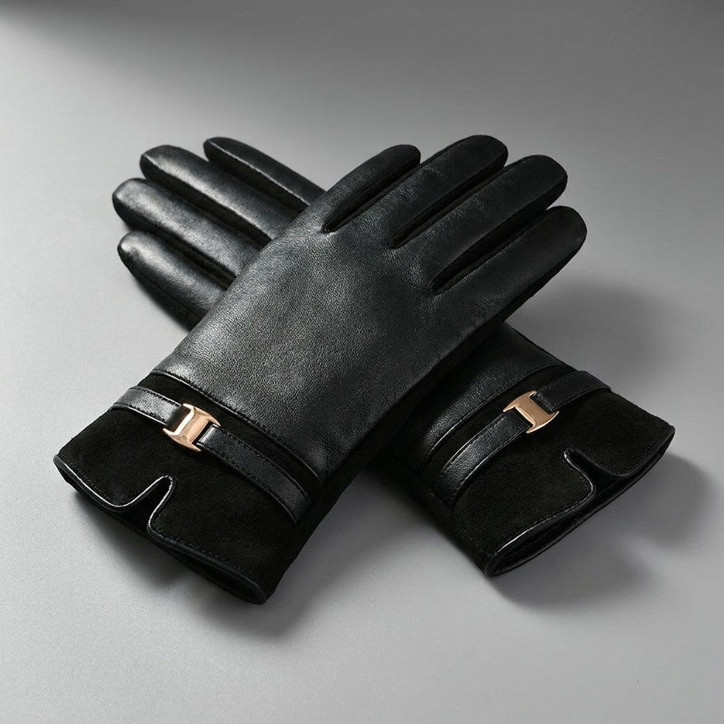 Malcesine Slim Gloves — Black, pair studio view