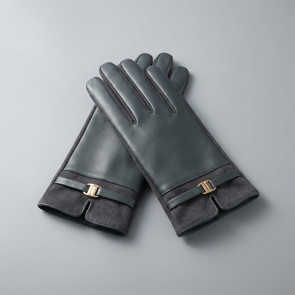 Malcesine Slim Gloves — Charcoal, pair studio view