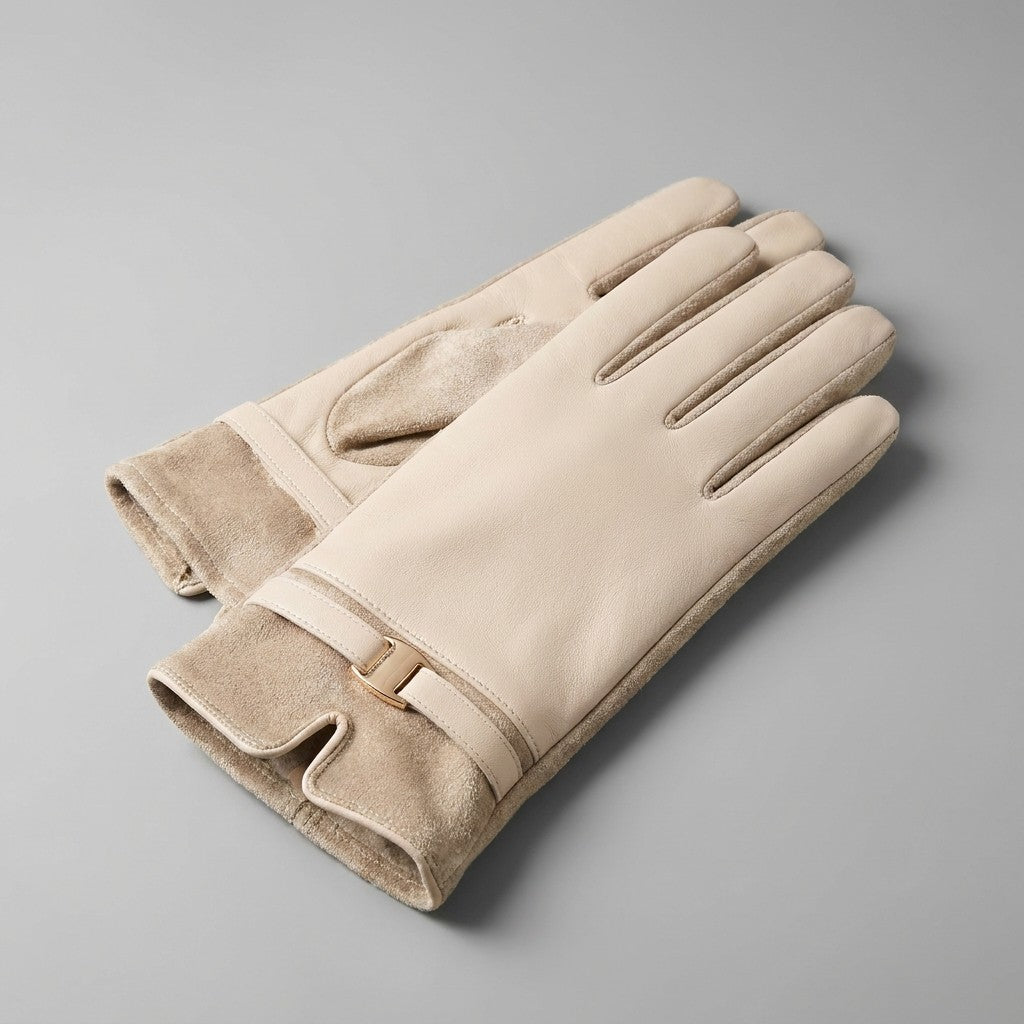 Malcesine Slim Gloves — Cream, pair studio view