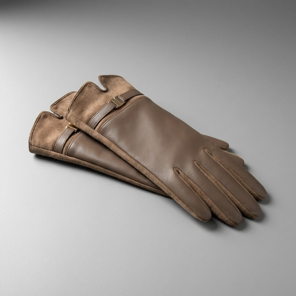 Malcesine Slim Gloves — Taupe, pair studio view