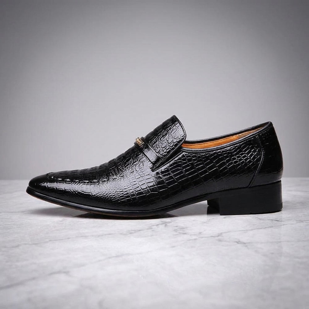 Snakeskin Loafers — Black, side profile