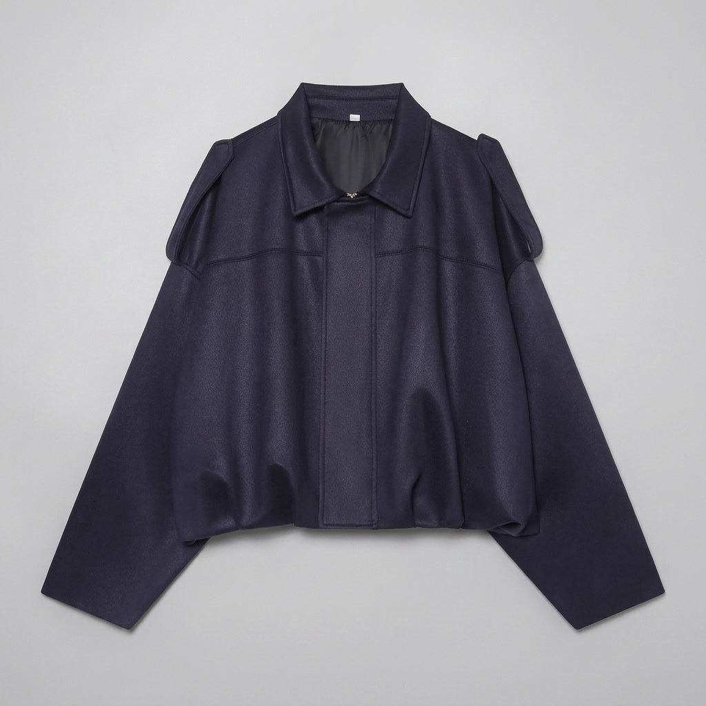 Ancona Suede Jacket — Navy, flat lay front
