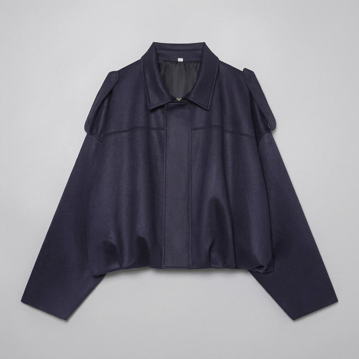 Ancona Suede Jacket — Navy, flat lay front