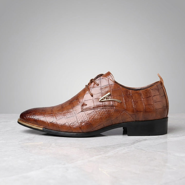 Osimo Croc Dress Shoes — Brown, side profile