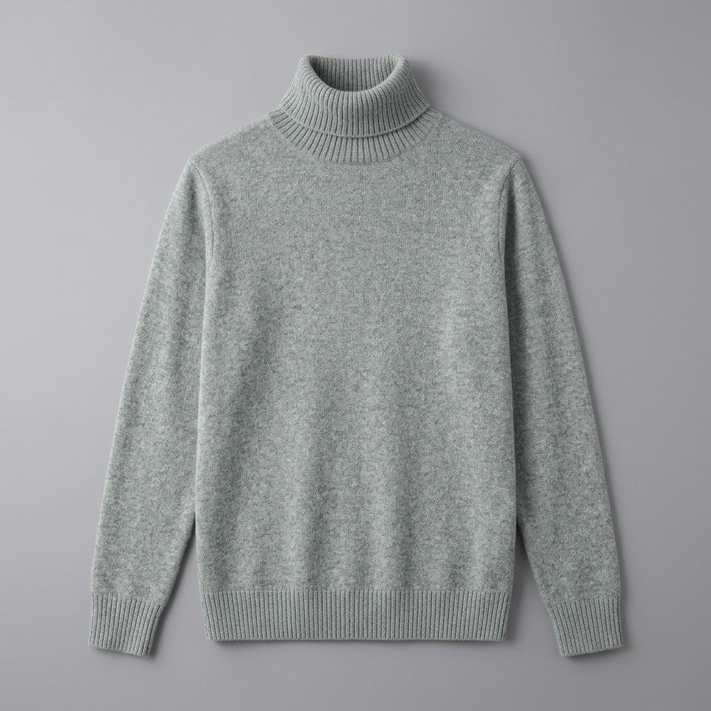 Pistoia Merino Wool Turtleneck — Sage, front flat lay on grey