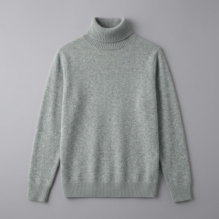 Pistoia Merino Wool Turtleneck — Sage, front flat lay on grey