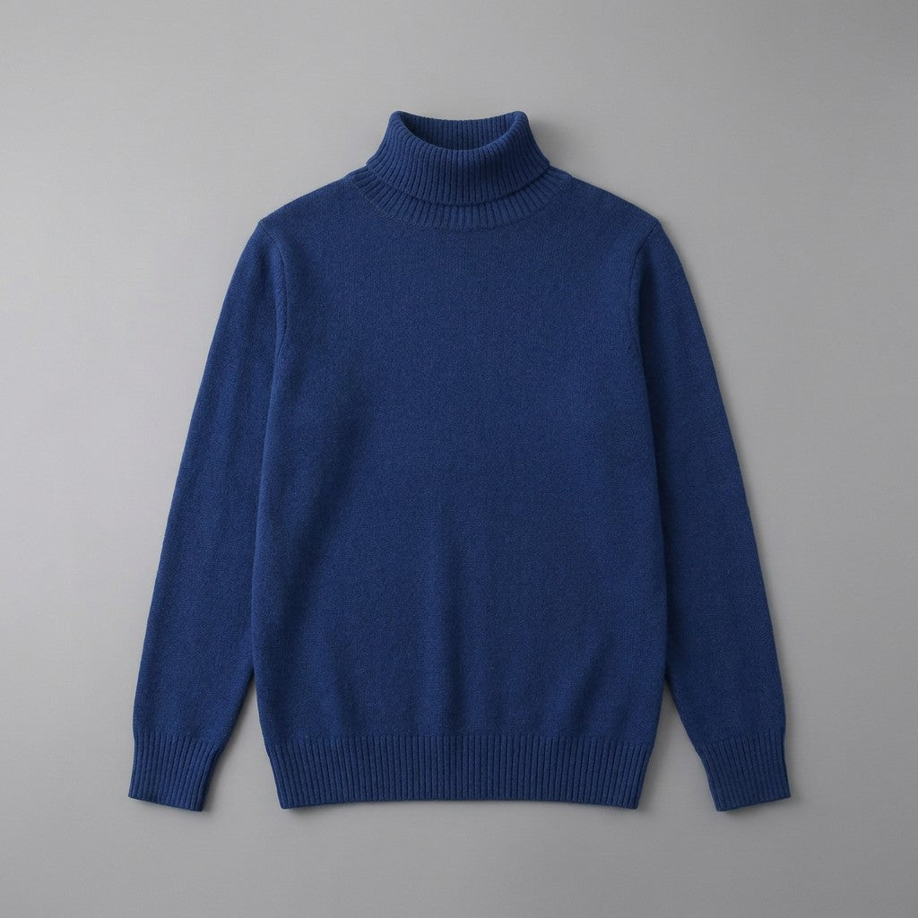 Pistoia Merino Wool Turtleneck — Royal Blue, front flat lay on grey