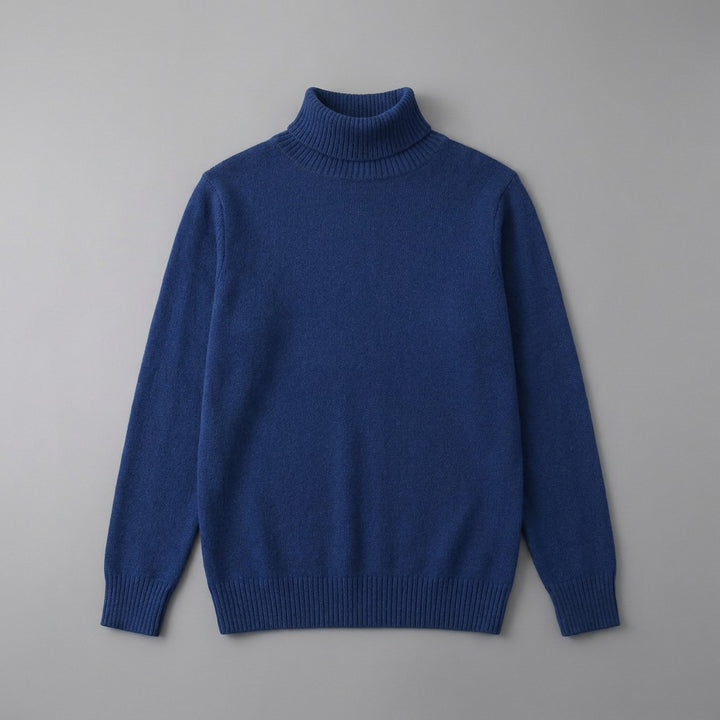 Pistoia Merino Wool Turtleneck — Royal Blue, front flat lay on grey
