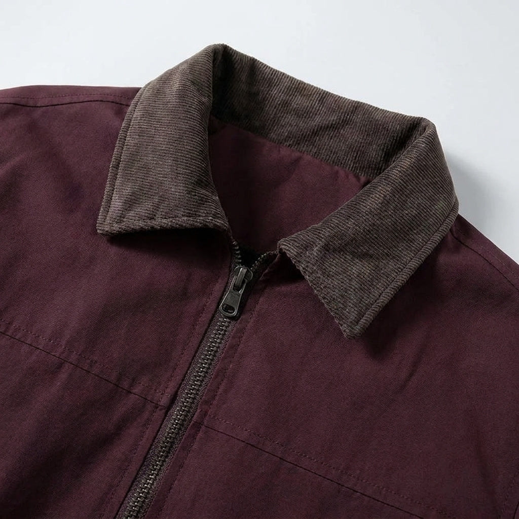 Orbetello Workwear Jacket — Red, studio construction detail